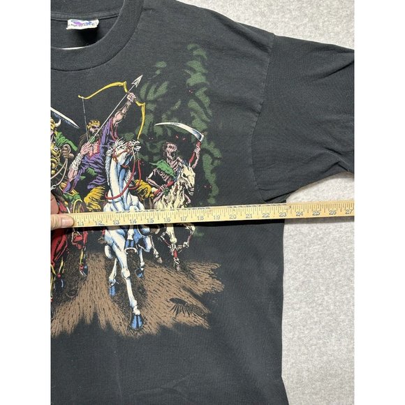 Vintage  1994 Liquid Blue 4 Horseman Shirt Reaper Skeleton AOP Gladiator King XL - Picture 5 of 10